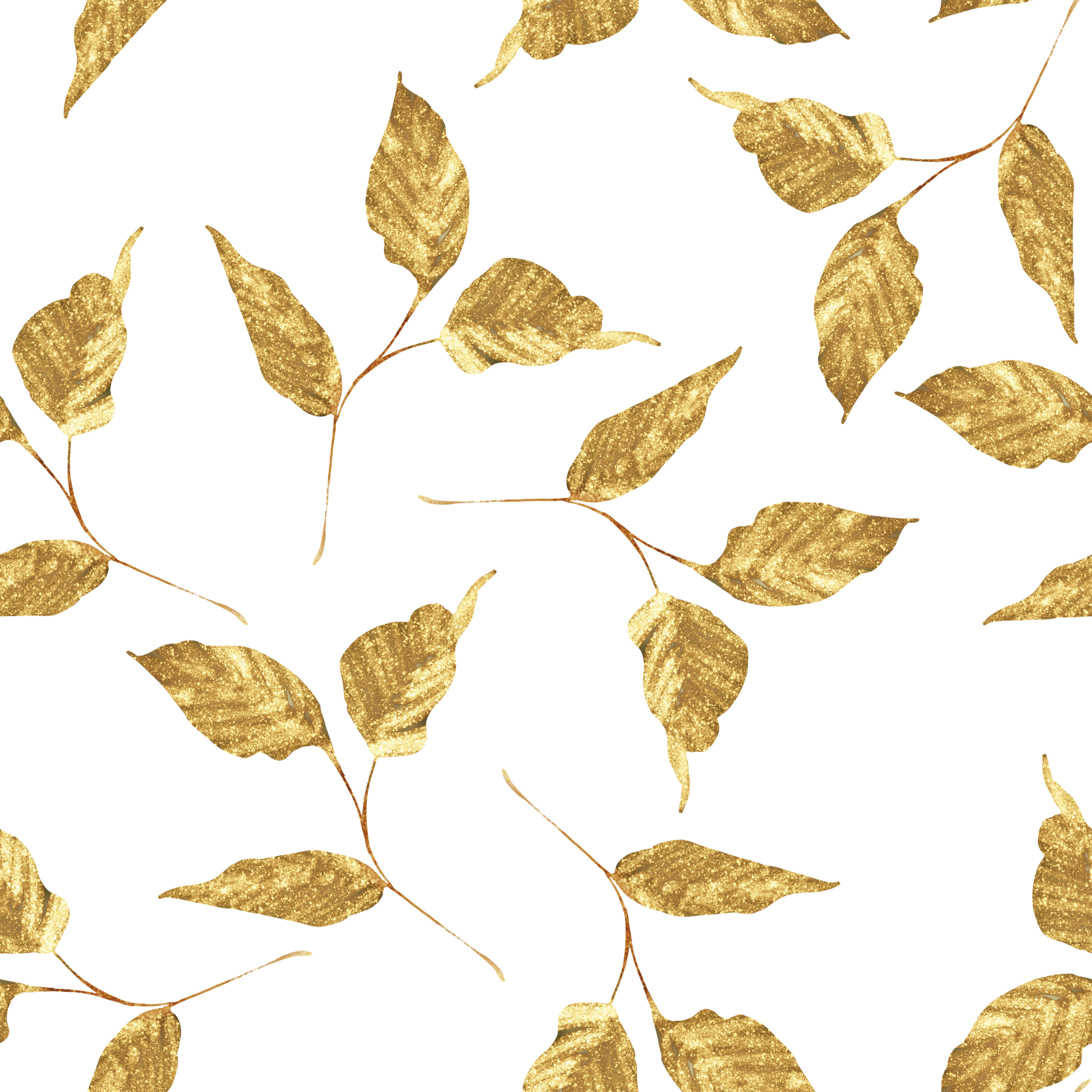 Gold seamless pattern of leaves. Trendy